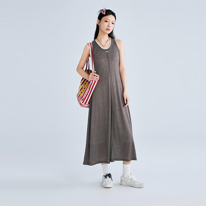 LEDING Faux Two-Piece Translucent Knit Dress XL