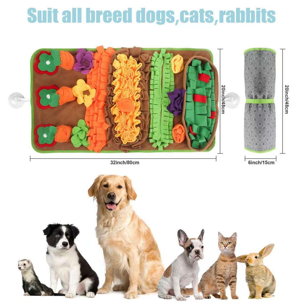 Wool Fleece Pet Dog Sniffing Mat for Slow Feeding and Training - Indoor/Outdoor Activity Puzzle Toy