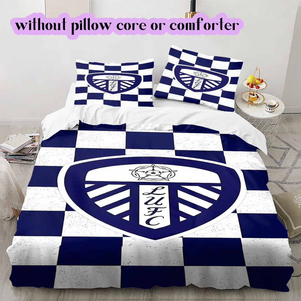 Leeds United Pattern Bedding,Quilt Set Quilt Cover Pillowcase Home Birthday Gift (1*duvet cover+2*pillowcase,without core)