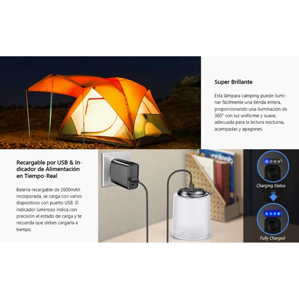 Tent Camping Light Matte Soft Light Lampshade Rechargeable Camping Lantern Portable Tent