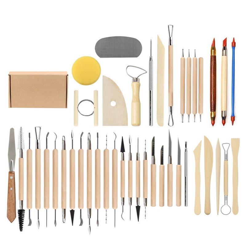 61-Piece Polymer Clay & Pottery Tool Set for DIY Carving and Embossing