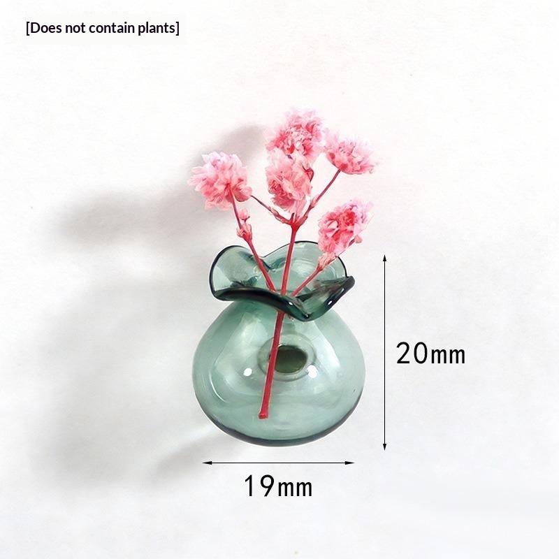 Mini Glass Vase Fridge Magnet Set Strong Magnetic Adhesion Secure Grip For Kitchen Decor Holding Tiny Plants Flowers