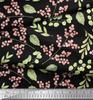 Soimoi Black Japan Crepe Satin Fabric Red Berries & Leaves Printed Craft Fabric by the Metre 42 Inch