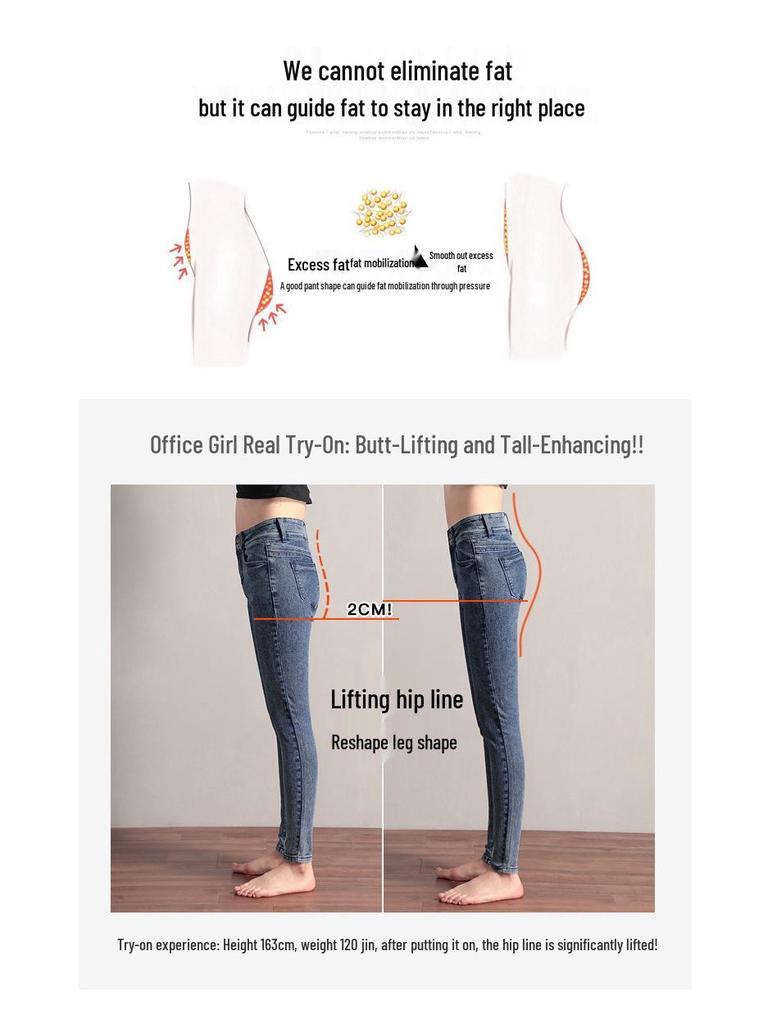 Women's High-Waisted Slim Pencil Jeans - Elastic, Versatile, Korean Style for Spring & Autumn