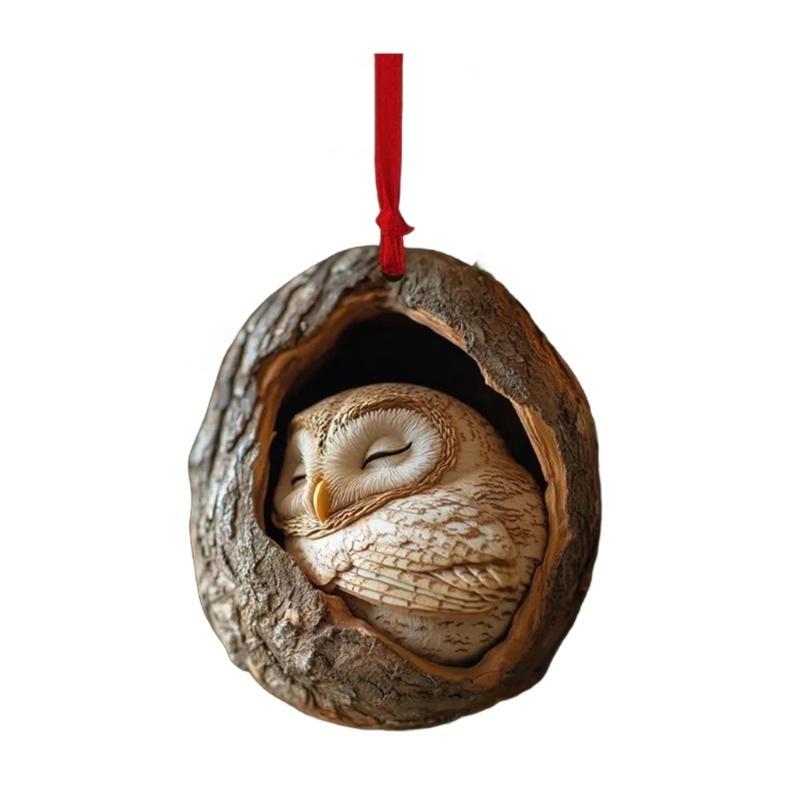

Elegant Charm Owl Christmas Ornament Craft from Sturdy 2D Acrylic Materials Fashion Accessory for Seasonal Decoration шоколадний