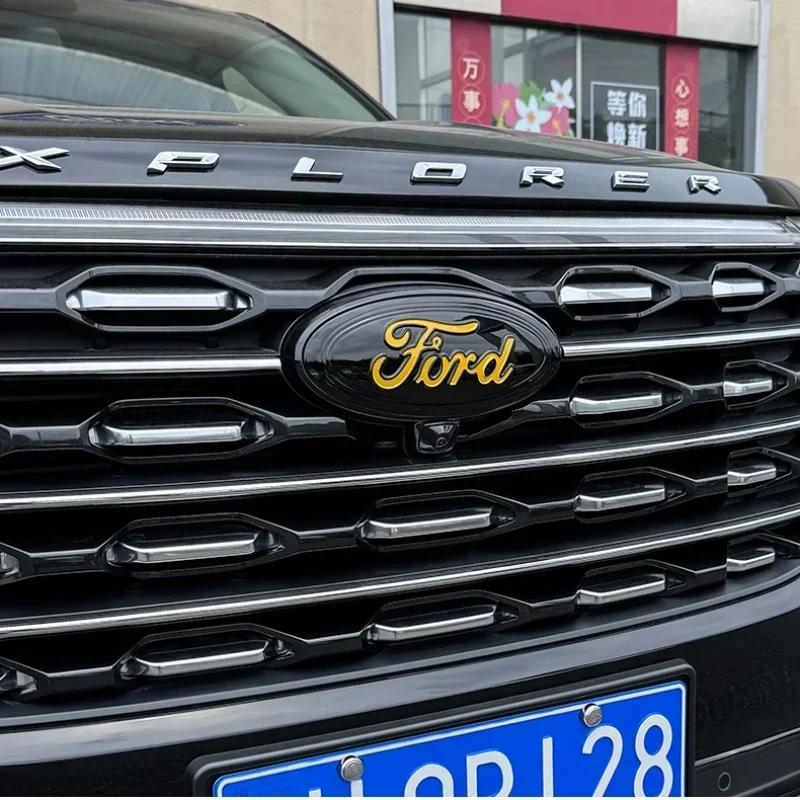 Autoaufkleber Ford Neu 2025 Heißes Metall Auto Front Heck Logo Aufkleber für Ford Edge Taurus Explorer Escape ST Kuga Mondeo Focus Equato