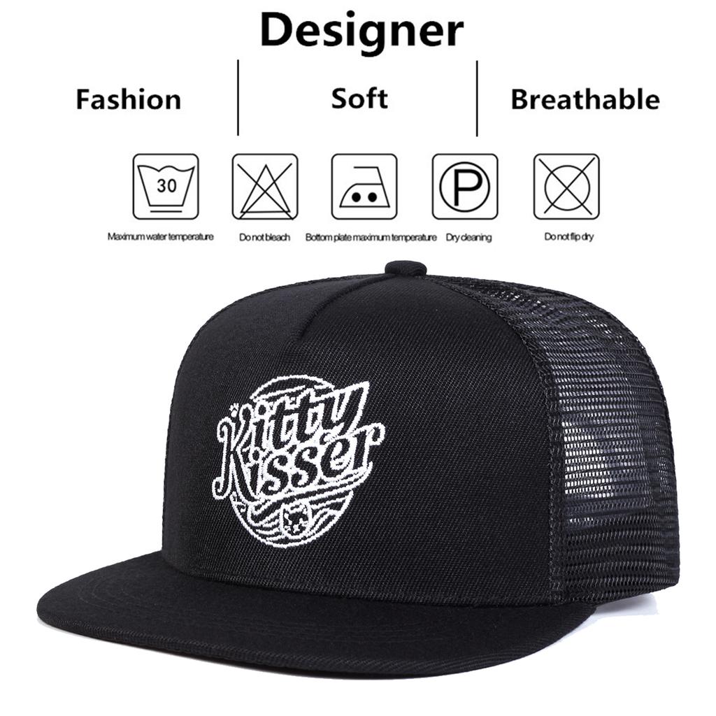 Unisex Kitty Kisser Embroidery Baseball Net Hats Spring Summer Outdoor Adjustable Casual Hip-hop Trucker Caps Sunscreen Hat