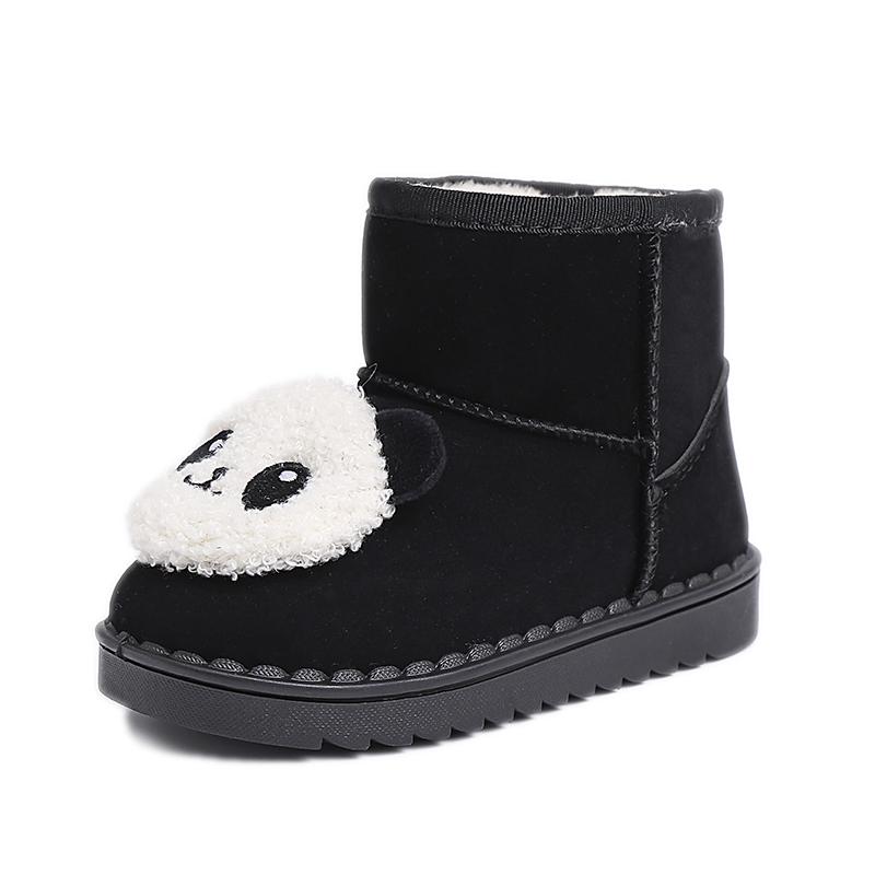 

Classic Children Plush Ankle Boots for Winter Girls Boys Comfortable Snow Boots Warm Cute Panda Kid Outdoor Cotton Boots 23 чёрный