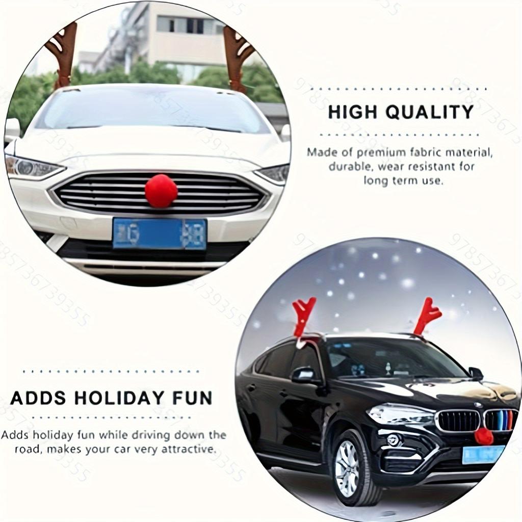 1 Set Christmas Reindeer Antlers Car Decorations Contemporary Style Featherless Festive Holiday Accessory for Xmas Vehicle Decor