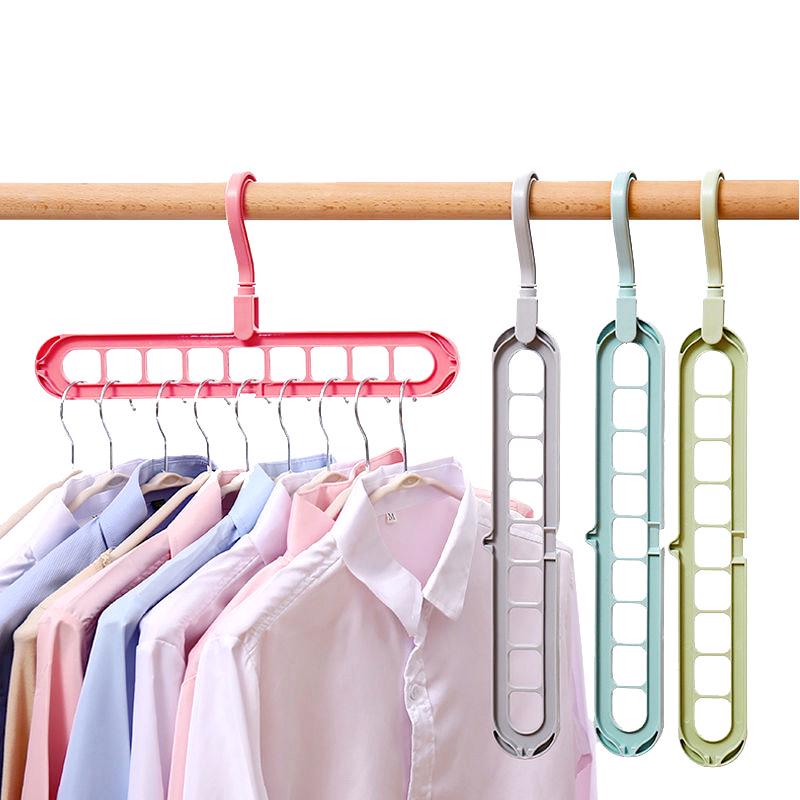 Magic Foldable Clothes Drying Rack: Nine-Hole Multi-Hanger for Space-Saving Storage
