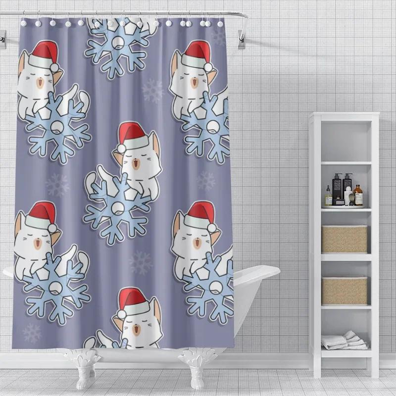 Heimdekoration Duschvorhänge Für Badezimmer Wasserdichtes Vorhangstoff Modern Nordischer Stil Wohnzimmer Frohe Weihnachten Winter