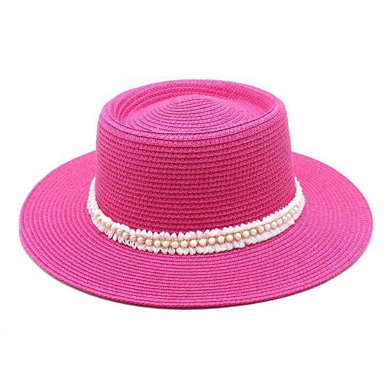 Ladies Pearl Lace Top Hat Outdoor Leisure Beach Hat Simple Personality Sun Hat