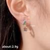 Boucles d'oreilles fantaisie couleur arc-en-ciel pour femmes, couleur argent éblouissante, CZ Simple et élégante, cadeau, bijoux à la mode, nouvelle collection