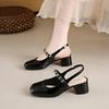 French temperament Mary Jane single shoes women's thick heel bag head sandals 2025 summer new one-pedal high heels