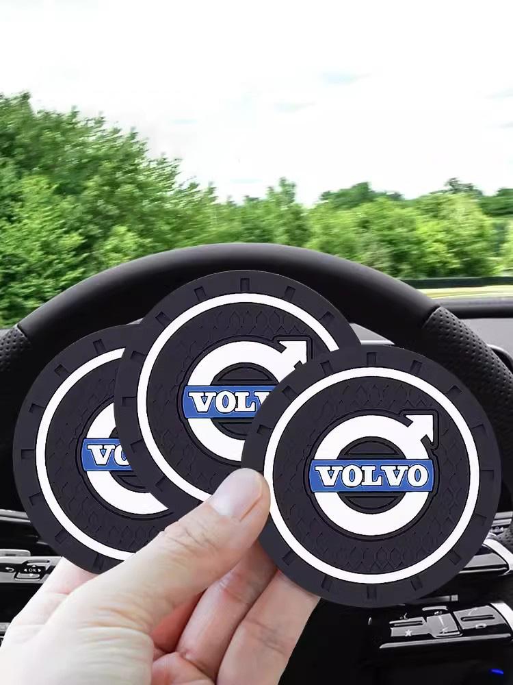mrjvb7 2Pcs Silicone Car Coaster Water Cup Slot Non-Slip Pad Drink Mat For Volvo S40 S80L S60 S90 XC40 XC60 XC90 V40 V60 V90 Accessory