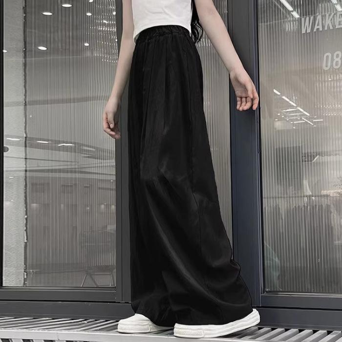 

Дівчачі штани Корейські Вільні та Універсальні Штани з широкими штанинами Літні Трендові та Модні Однотонні Повсякденні Штани 140 чорний