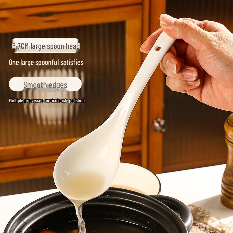 Japanese Ceramic Long-Handle Soup Spoon