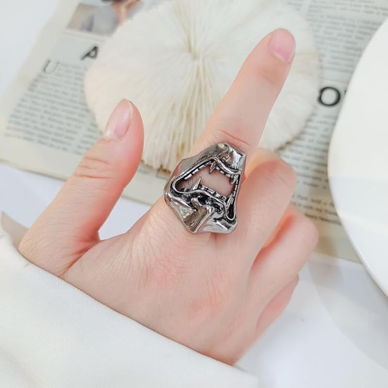 [Rockyu] ring men's free size skull ring stainless Compatible with metal allergies skull ring skull skeleton unisex birthday present