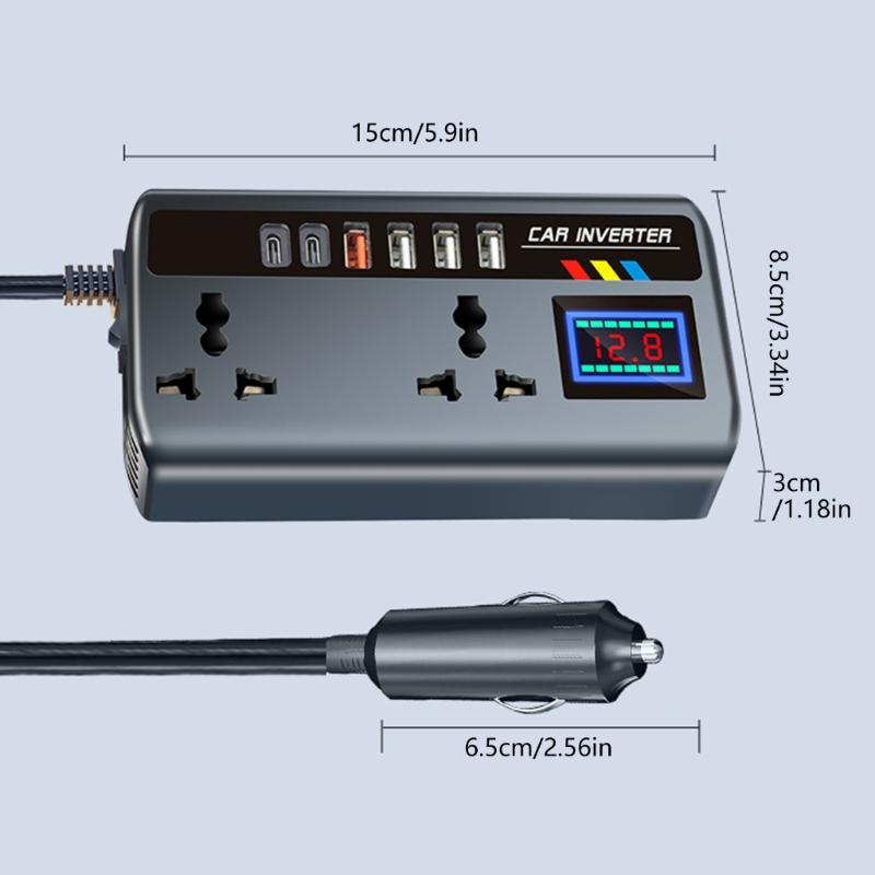 Heavy Duty 12V/24V To 220V 200W Car Inverter Type C USB Port Phone Charging Power Adapter For Travel Monitoring