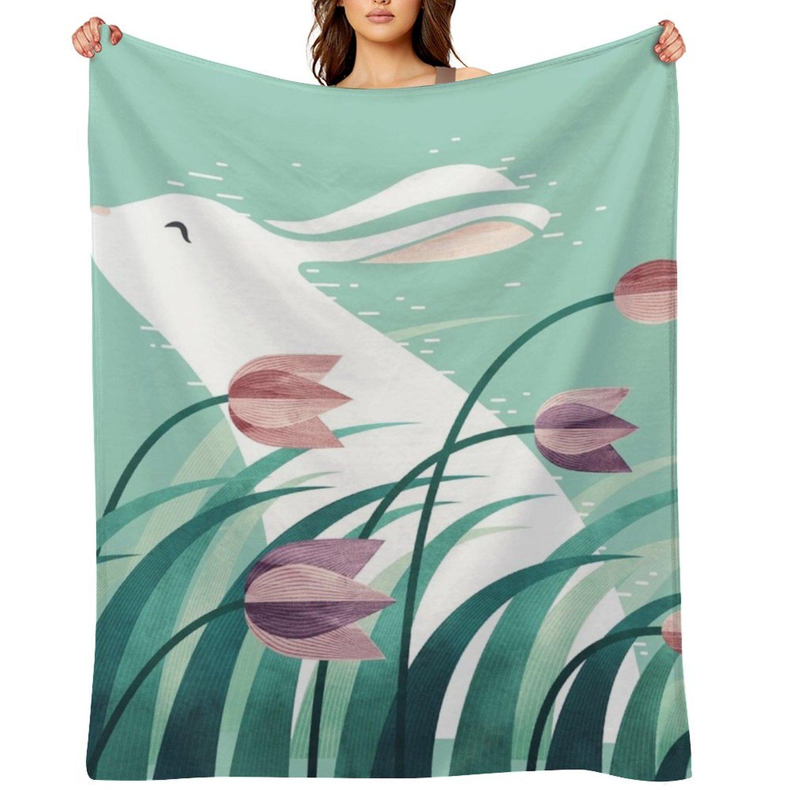 Rabbit Resting Throw Blanket Sofa Throw Comforter Luxury St Sofa Quilt Blankets 102x76cm(40x30in)
