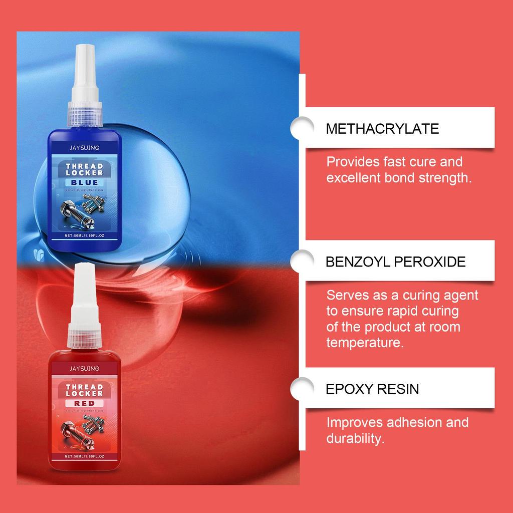 Jaysuing Threadlocker Anti-Loosening Adhesive for Metal Screws Anaerobic Threadlocker 50ml