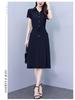 Elegant Plus-Size Short Sleeve Red Dress for Women - Waist-Slimming and Tummy-Covering Design for Middle-Aged and Elderly Ladies
