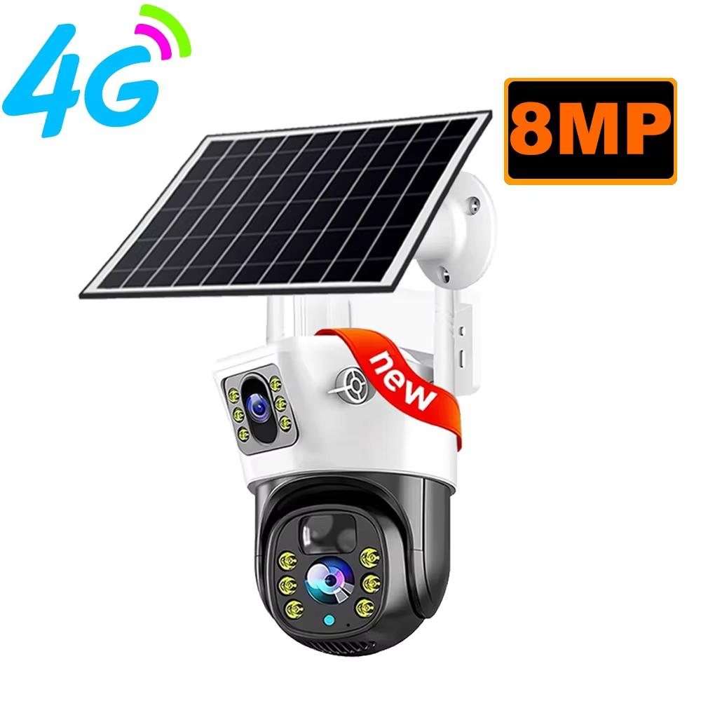 LS VISION 4G SIM Card Solar Camera WiFi 360 IP Camera 8MP 4K CCTV Battery Cameras Outdoor Dual Lens Smart Home Security Surveillance Solar