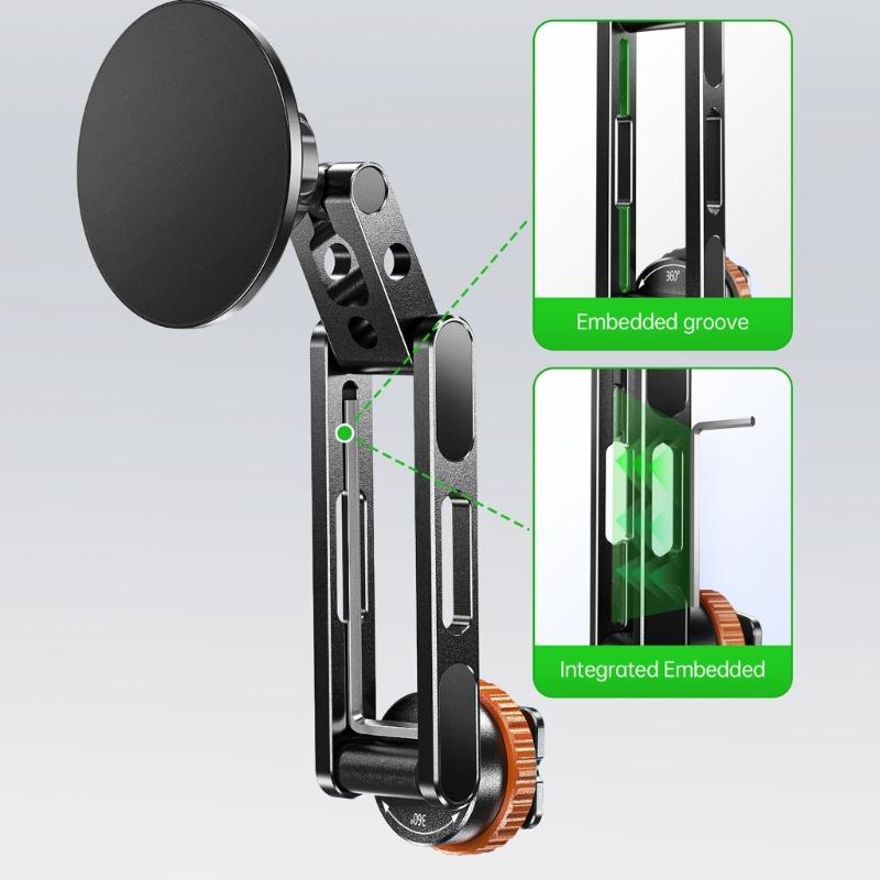 Rotatable Camera Phone Holder Cold Shoe Mount 1/4 Threaded Base For Smartphones Double Joint Adjustment System