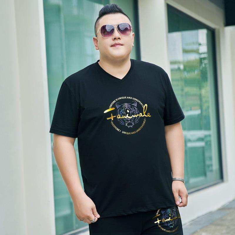 

Мужская футболка Fat Plus Large Yards, новая горячая золотая футболка с короткими рукавами, хлопковая эластичная рубашка-боди с половиной рукавов, рубашка большого размера 7XL чёрный