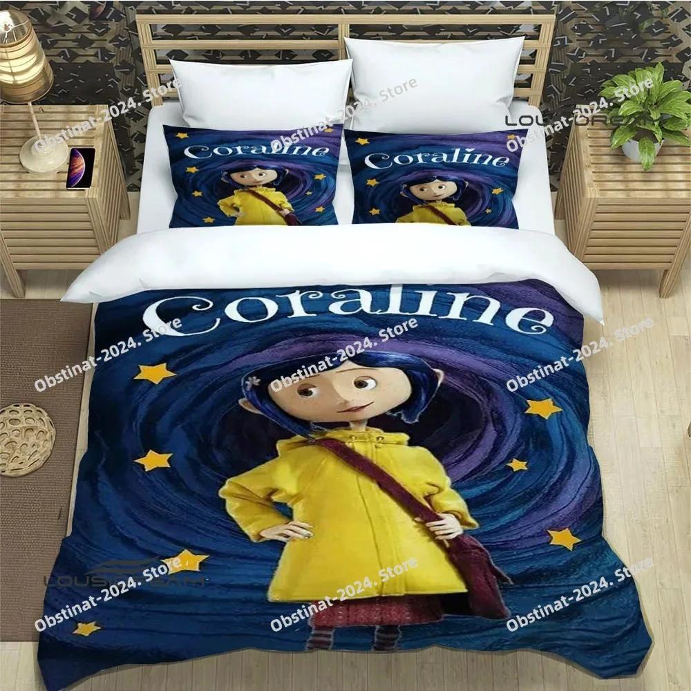 3D Cute C-Coraline Cartoon Bedding Set Printed Bed Set With Pillowcase Bed Duvet Cover Soft Single Double Queen Super King Size