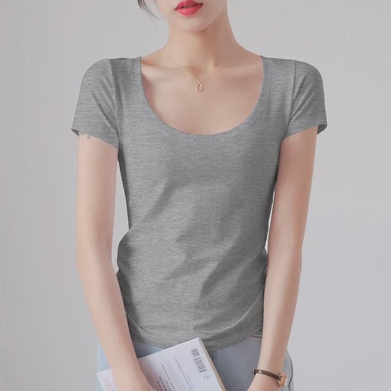 Women's Slim Fit White Round Neck Pure Cotton Short Sleeve T-Shirt - Summer 2025