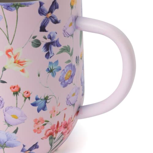 Francfranc Stainless Steel Thermos Mug with Lid, 320ml, Multi-Flower Pink, Double-Walled Vacuum Wall, Insulated for Hot and Cold Drinks, Perfect for t