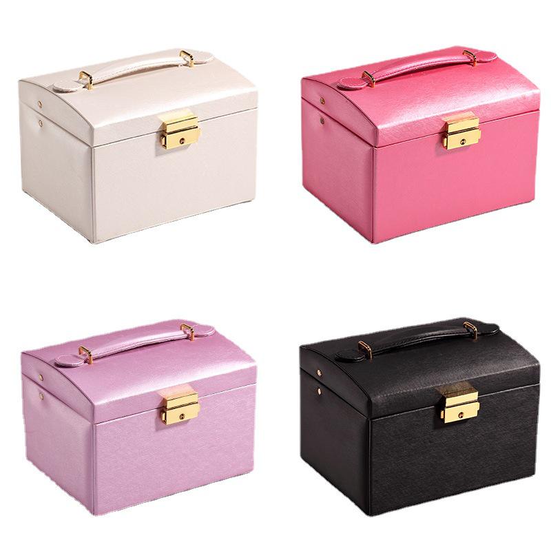 Large Capacity PU Leather Jewelry Box with Drawers for Rings and Earrings