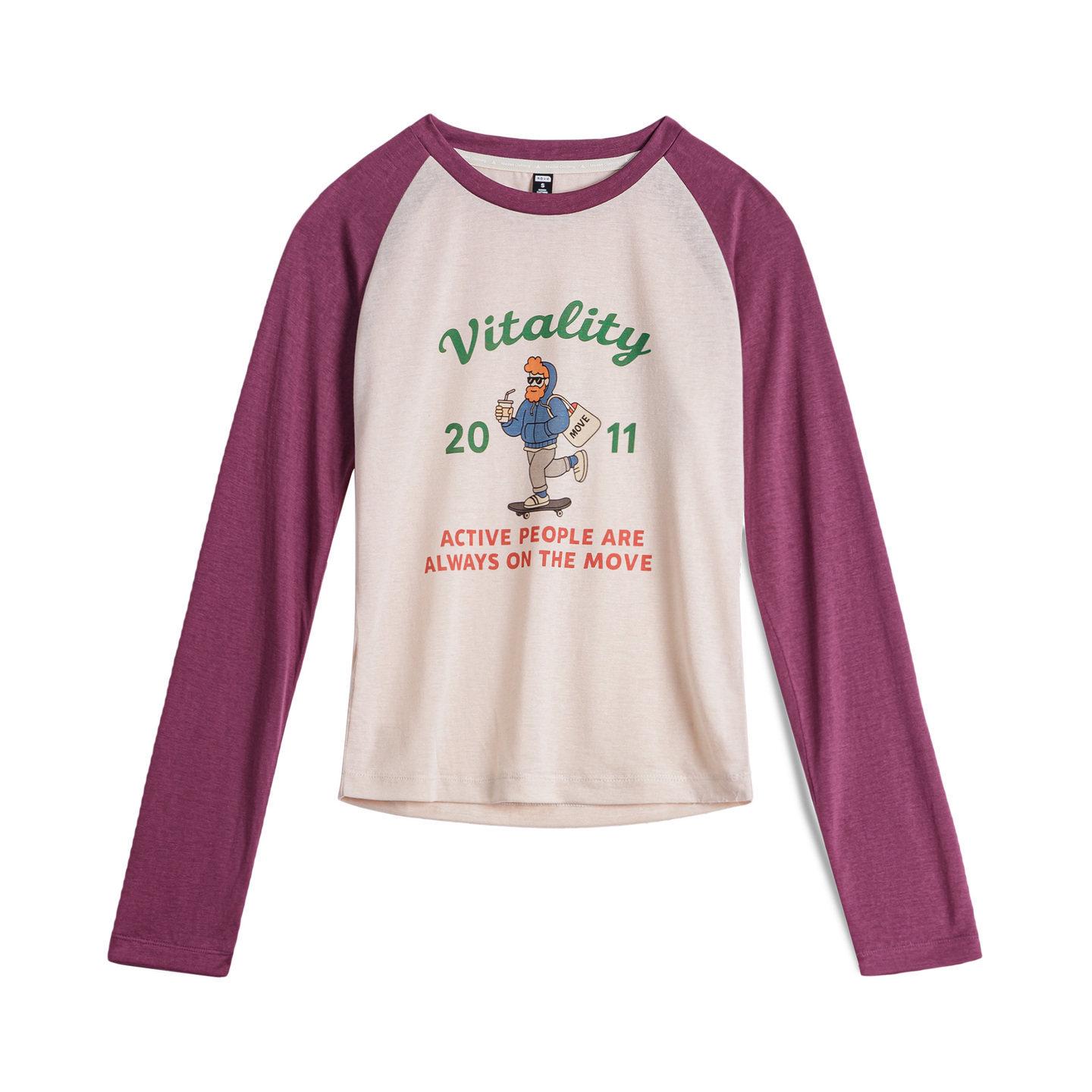 

Made in USA Lyocell Color Block Raglan Slim Fit Printed Long Sleeve Women s T-Shirt for Spring Medium