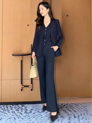 Brand Exclusive: Women's Professional High-End Wool Suit Set with Vest and Micro Flare Pants for Autumn and Spring