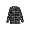 Plaid Point Collar Drop Shoulder Loose Long Sleeve Shirt Women Shirts Black 465932-09