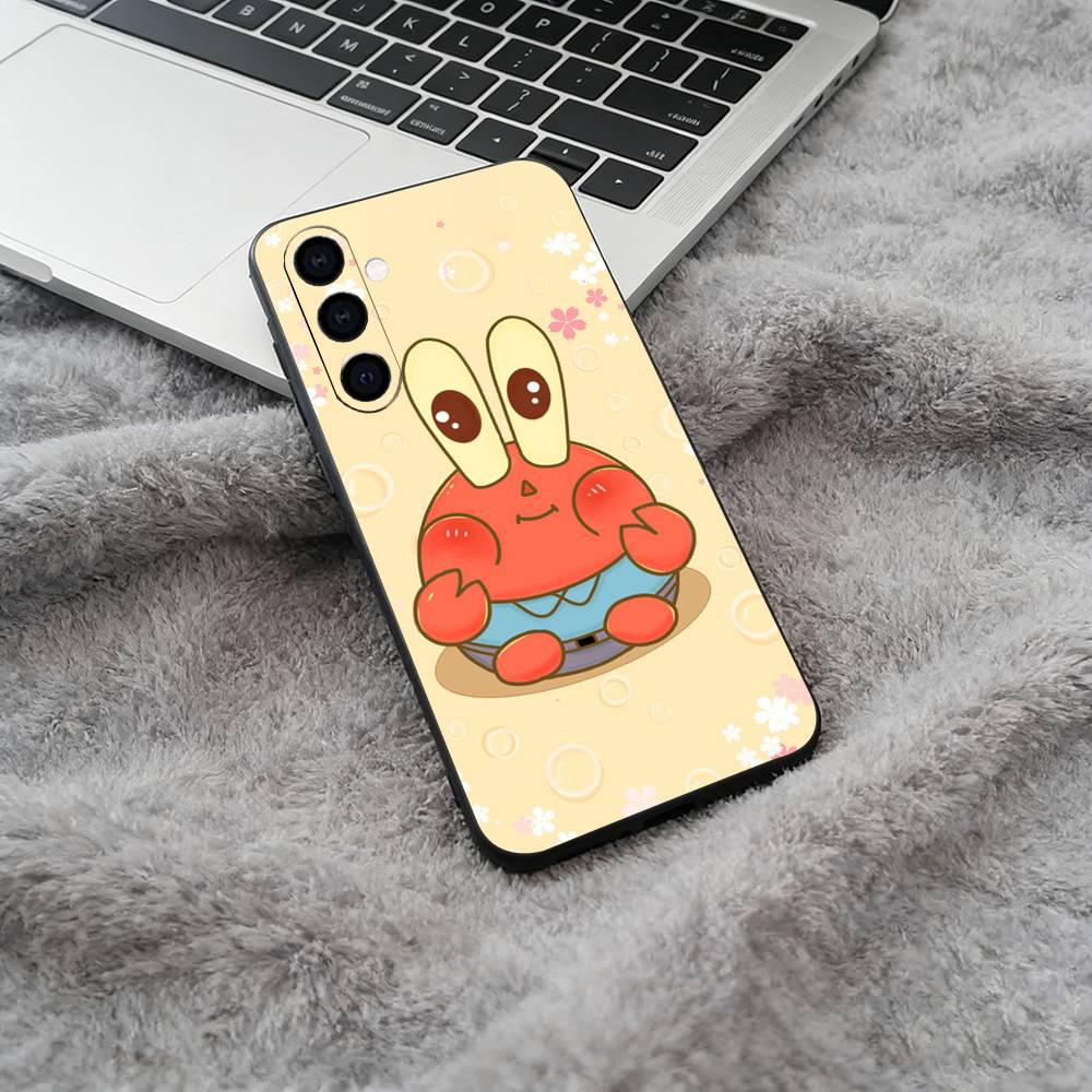 S-B-Sponge-Bob Soft Silicone Phone Case for Samsung Galaxy A73/A71/A72/A70/A53/A52/A51 - Black