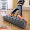 Self-Wringing Foldable Sponge Mop with 4 Replacement Heads