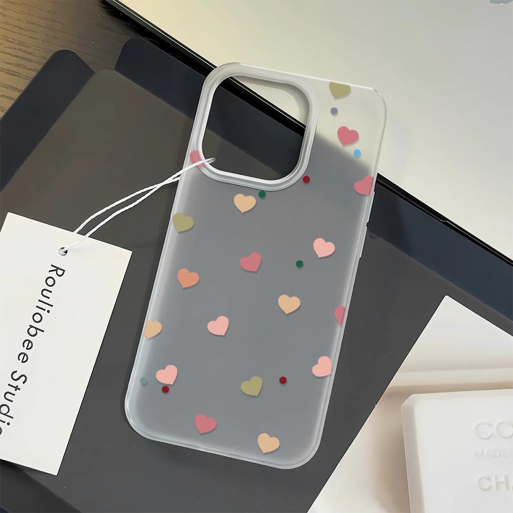 Colorful Love Phone Case For iPhone 16 15 14 13 12 11 Pro Max XR XS MAX 78 Plus Simple and semi transparent Back Cover
