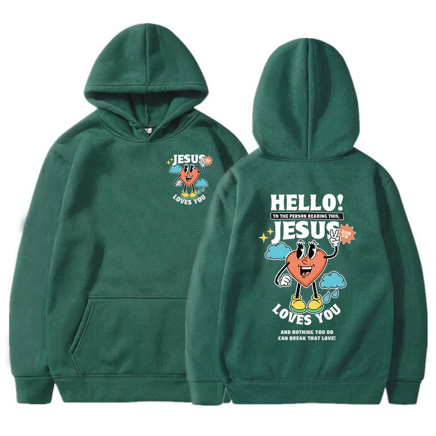 Streetwear Hip Hop Men Clothes Christian Jesus Loves You Bible Verse Sweatshirts Cartoon Graphic Sudaderas Moletom