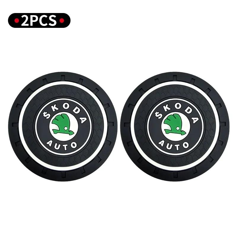 2026 Hot Car Coaster Water Cup Non-Slip Silica Gel Pad Holder Mat For Skoda Fabia 1 2 Octavia A7 6Y NJ3 RS Superb Rapid Yeti Kar