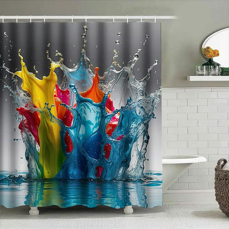 Bright Splash Shower Curtain Set Waterproof Fabric Bathroom Decor In Multiple Colors! Perfect For A Modern Bath Or Kids Room. Fr
