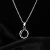 [Rockyu] Necklace for Men and Women, Unisex, Silver Stainless Steel, Simple, Clavicle Chain, Round Ring Necklace, Roman Numeral Engraving, Double Ring