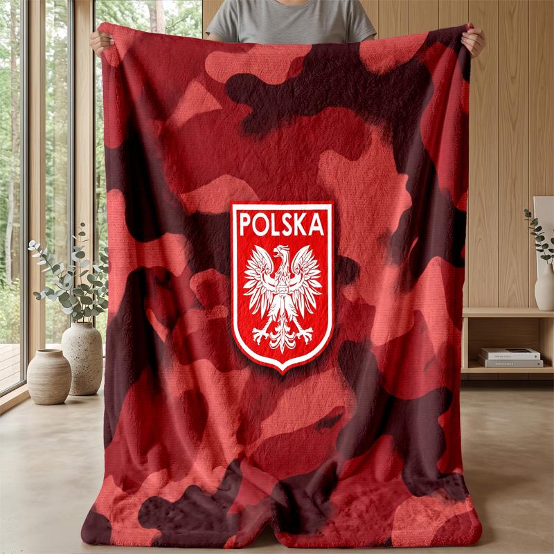Poland Football Printed Flannel Blanket Skin Friendly Warm Decorative Throw for Indoor Couch Bed Daily Use