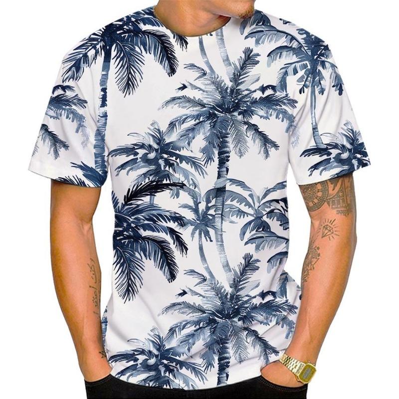 New Resort Style Casual Fashion and Comfort Round Neck Men's 3D Printed T-shirt Top Summer