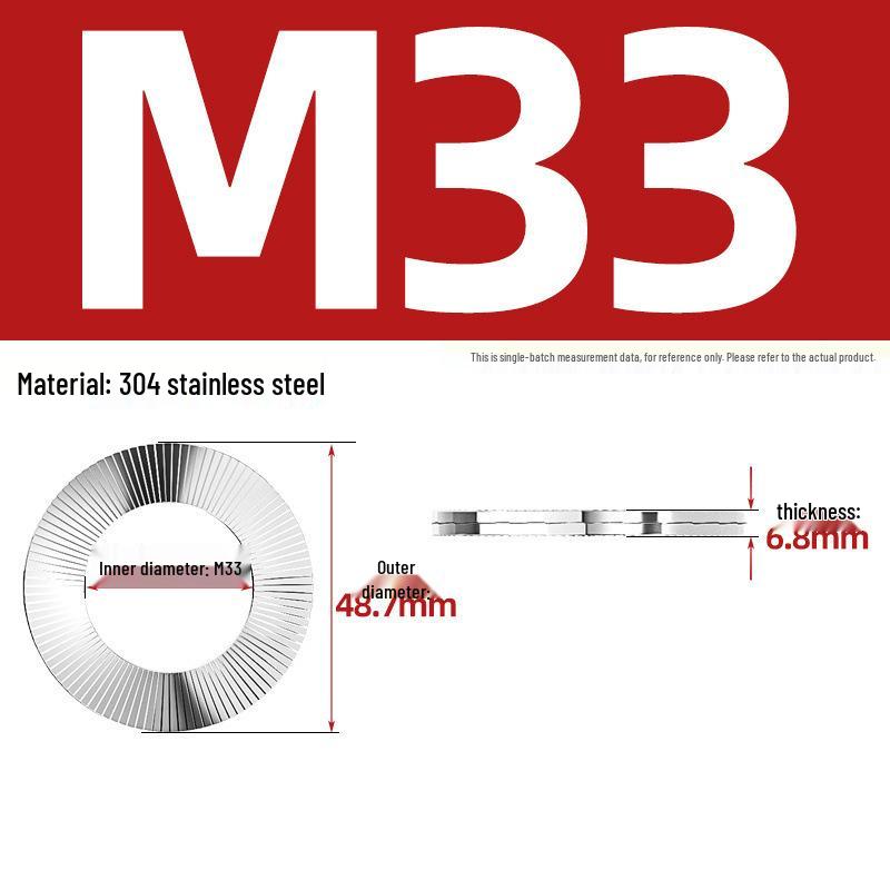 304 Stainless Steel Double Stack Self-Locking Washer with 65Mn Manganese, Anti-Loosening, Double-Sided Tooth Layer