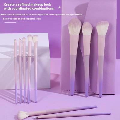 Conjunto de 10 Pincéis de Maquiagem Roxos, Pincel para Pó Solto, Pincel para Sombra, Conjunto Completo de Ferramentas de Beleza Pincel Corretivo