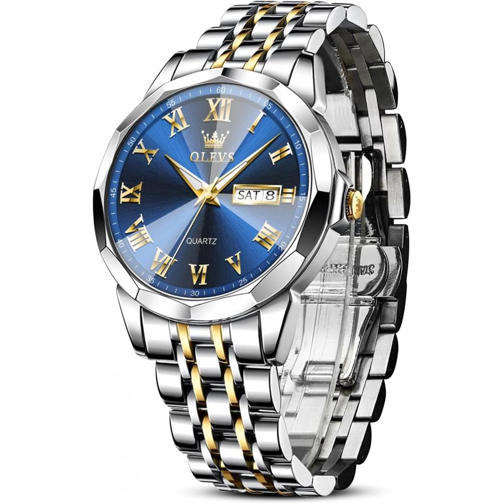 Xqiyi Men S Waterproof Analog Quartz Watch Blue Day Date buSineSS Blue Dial