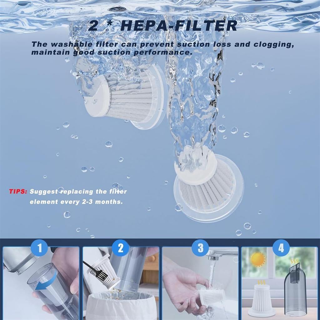 Car Vacuum,Portable & Foldable Duster, Cordless Handheld, High-Power Brushless Motor, Washable HEPA Filter For Home, Car