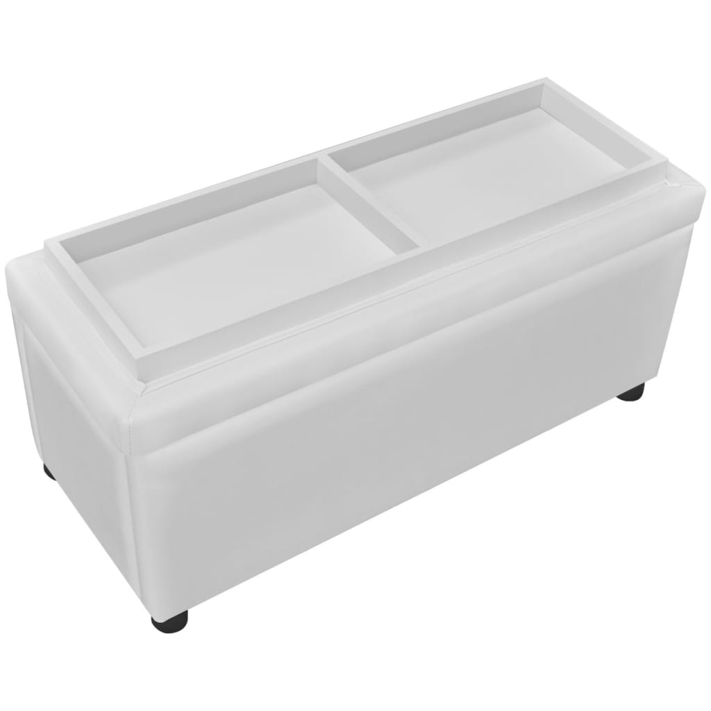 Upholstered Footstool with Storage Compartment White